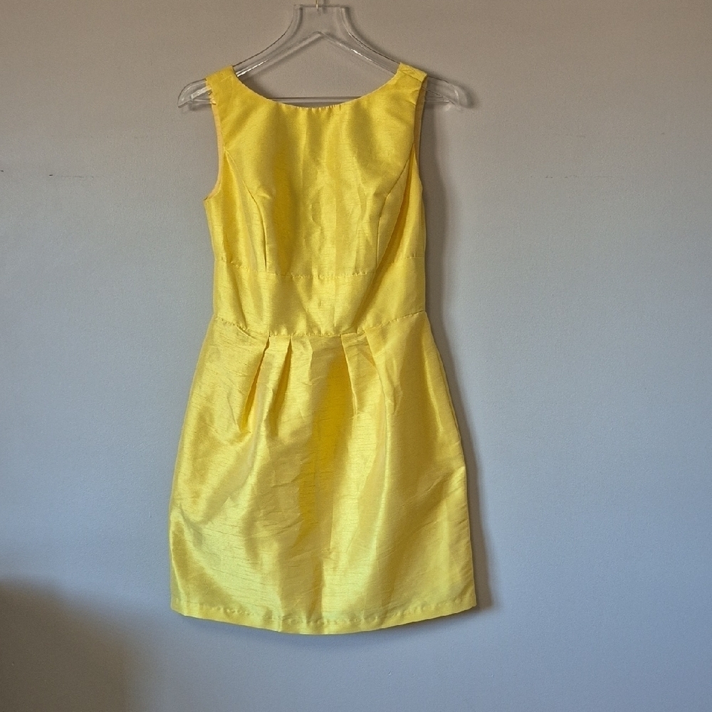 Vintage ALFRED SUNG Yellow Mini Dress, Fit & Flare Classic Preppy Party, Size M